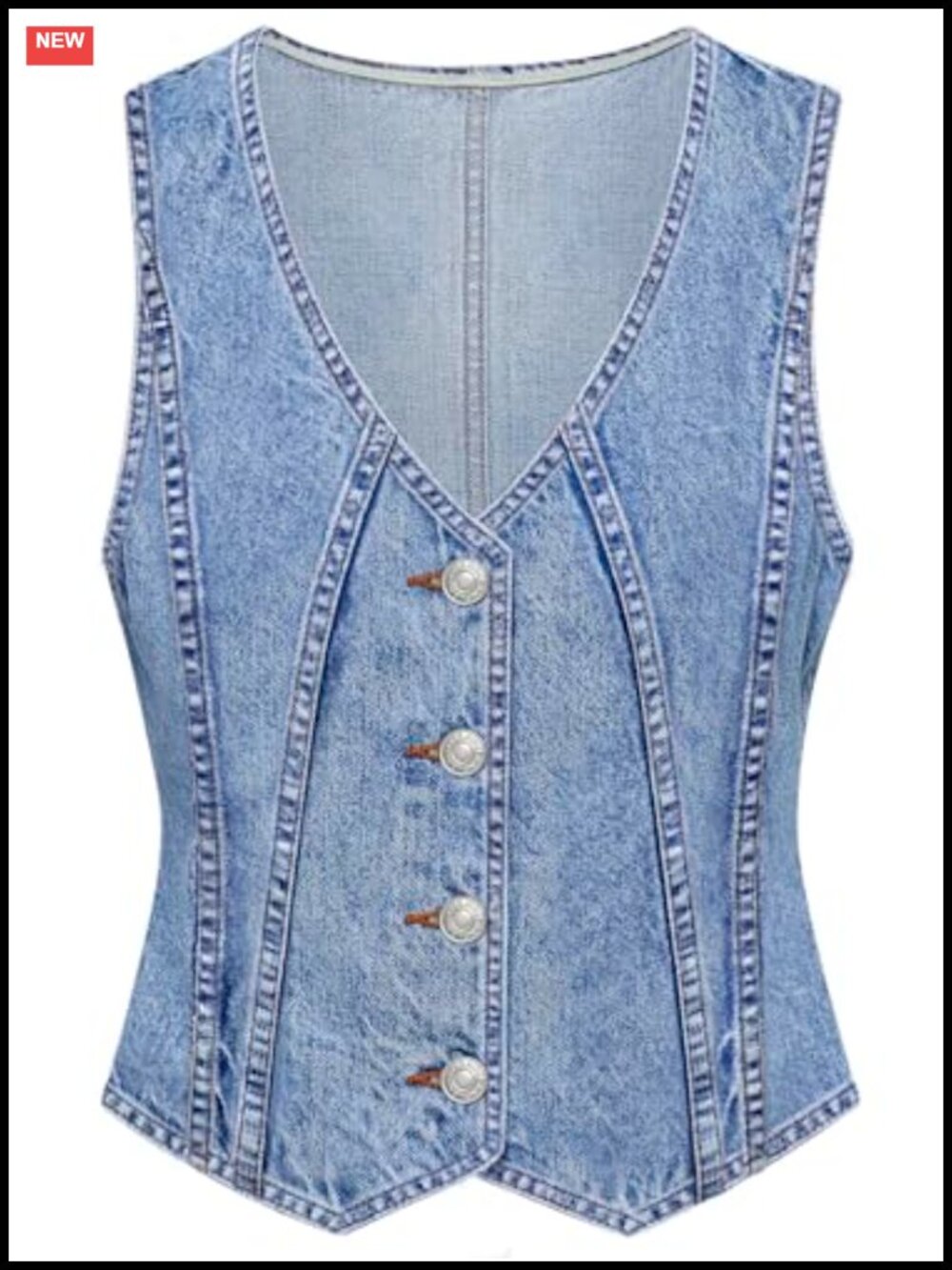 Sleeveless V-Neck Jean Vest Button Down Denim Top
